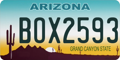 AZ license plate BOX2593