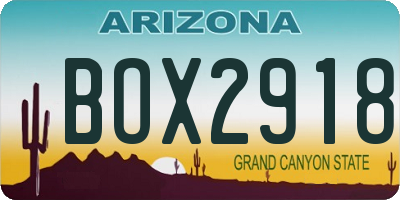 AZ license plate BOX2918