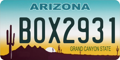 AZ license plate BOX2931