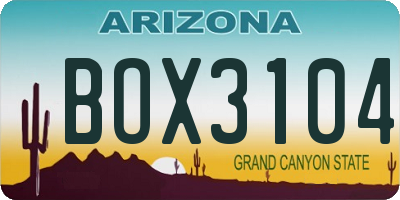 AZ license plate BOX3104
