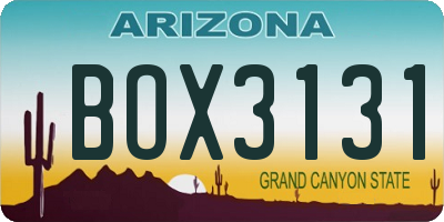 AZ license plate BOX3131