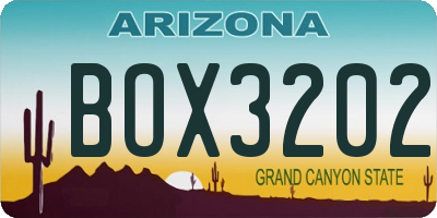 AZ license plate BOX3202