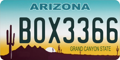 AZ license plate BOX3366