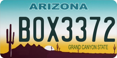 AZ license plate BOX3372