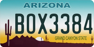 AZ license plate BOX3384