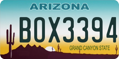 AZ license plate BOX3394
