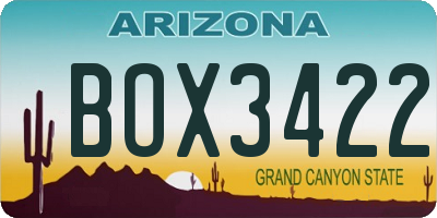 AZ license plate BOX3422
