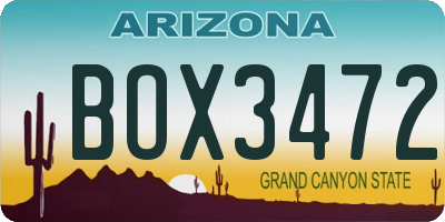 AZ license plate BOX3472