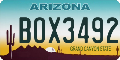 AZ license plate BOX3492