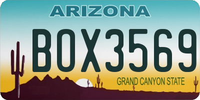 AZ license plate BOX3569
