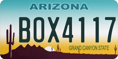 AZ license plate BOX4117