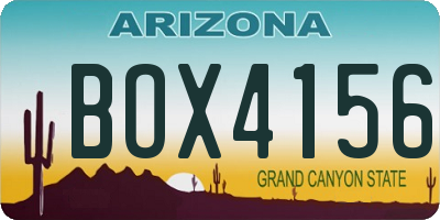 AZ license plate BOX4156