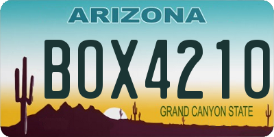 AZ license plate BOX4210