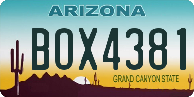 AZ license plate BOX4381