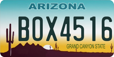 AZ license plate BOX4516
