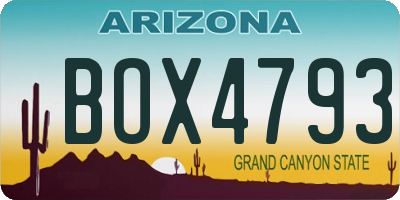 AZ license plate BOX4793