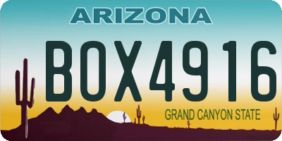 AZ license plate BOX4916
