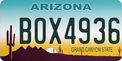 AZ license plate BOX4936