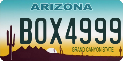 AZ license plate BOX4999