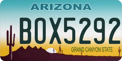 AZ license plate BOX5292