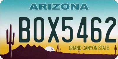 AZ license plate BOX5462
