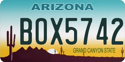 AZ license plate BOX5742