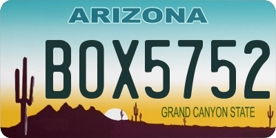 AZ license plate BOX5752