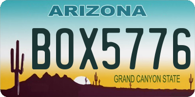 AZ license plate BOX5776