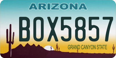 AZ license plate BOX5857