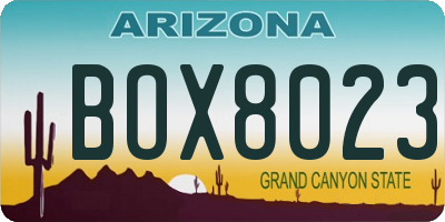 AZ license plate BOX8023