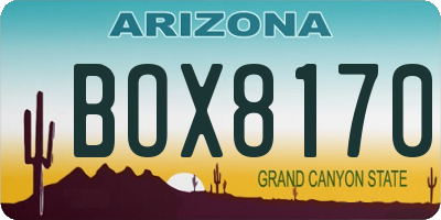AZ license plate BOX8170