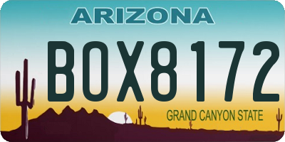 AZ license plate BOX8172