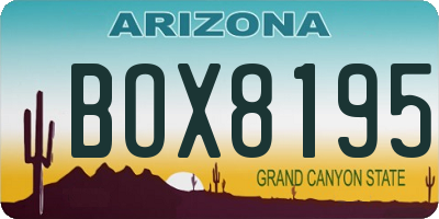 AZ license plate BOX8195