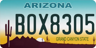 AZ license plate BOX8305