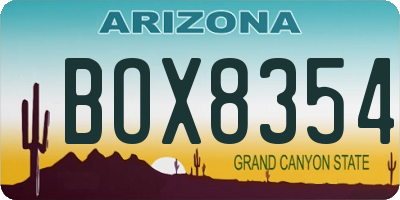 AZ license plate BOX8354