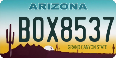 AZ license plate BOX8537