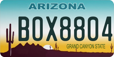 AZ license plate BOX8804