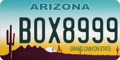 AZ license plate BOX8999