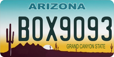 AZ license plate BOX9093