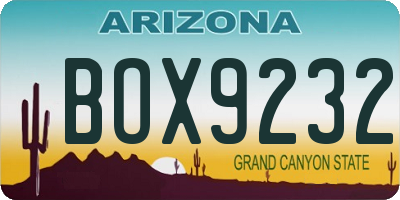 AZ license plate BOX9232