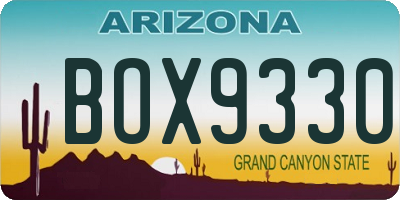 AZ license plate BOX9330