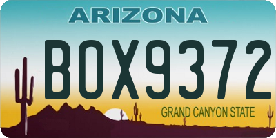 AZ license plate BOX9372