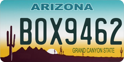 AZ license plate BOX9462