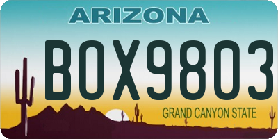 AZ license plate BOX9803