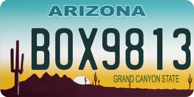 AZ license plate BOX9813