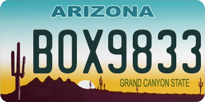 AZ license plate BOX9833