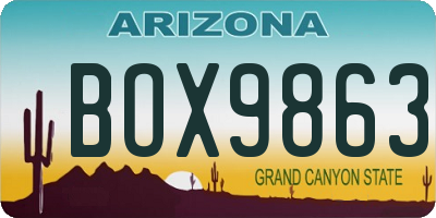 AZ license plate BOX9863