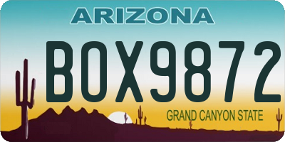AZ license plate BOX9872