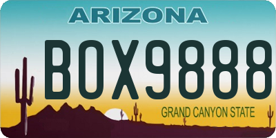 AZ license plate BOX9888