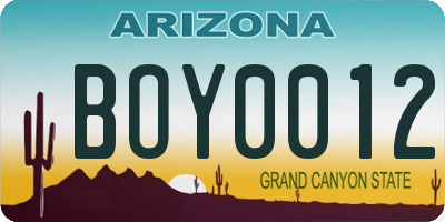 AZ license plate BOY0012